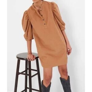 Gap NWT brown corduroy dress Small puff sleeve baby corduroy knee length pockets
